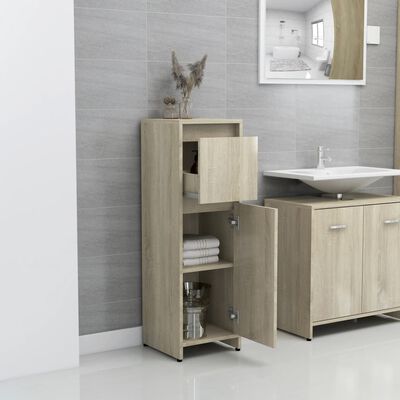 vidaXL 3 Piece Bathroom Furniture Set Sonoma Oak Chipboard