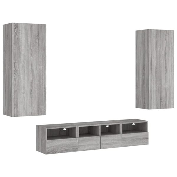 vidaXL TV Wall Unit Grey Sonoma Engineered wood 5 piece set