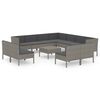 vidaXL Garden Lounge Set Grey PE rattan, powder-coated steel, fabric Large