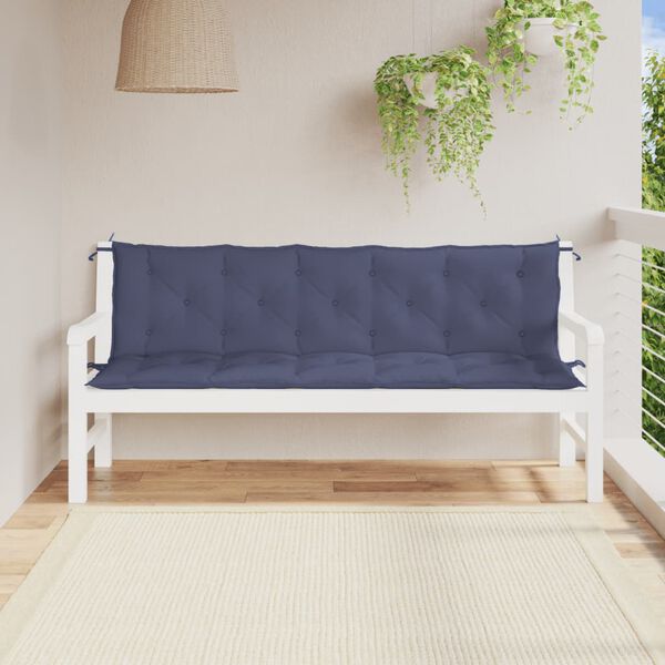 vidaXL Garden Bench Cushion Set of 2 Navy blue Oxford fabric Large