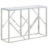 vidaXL Console Table Silver, White Stainless Steel, Tempered Glass