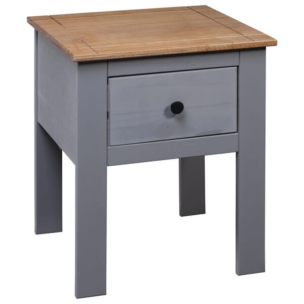 vidaXL Bedside Cabinet Grey Solid Pinewood Medium Stylish Nightstand