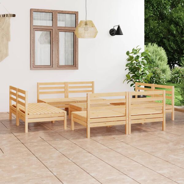 vidaXL 9 Piece Patio Lounge Set Solid Pinewood