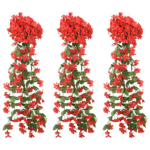 vidaXL Christmas Flower Garland Red PE (Polyethylene), artificial silk