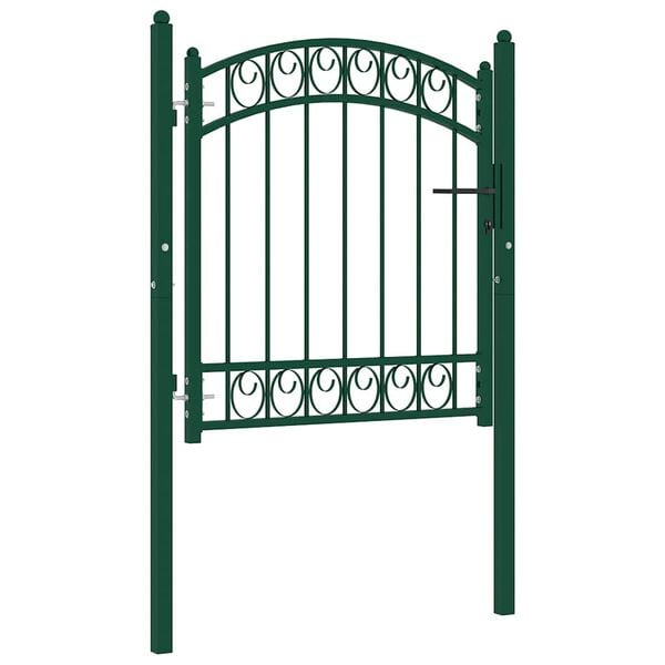 vidaXL Fence Gate with Arched Top Steel 39.4x33.9" Green