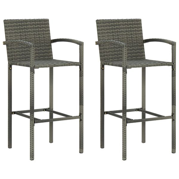 vidaXL Garden Bar Set Grey PE Rattan, Powder-Coated Steel Medium