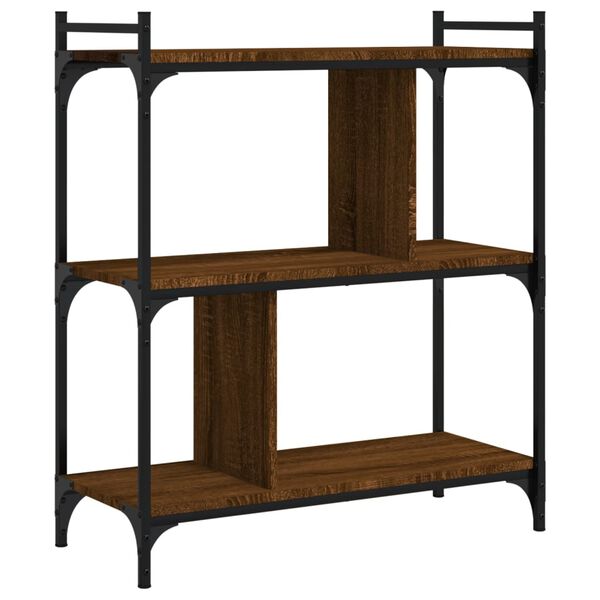 vidaXL Bookcase Brown Oak Engineered Wood 3-Tier Adjustable Feet