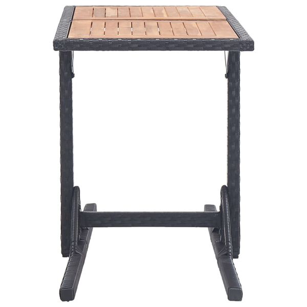 vidaXL Outdoor Table Black Poly rattan and solid acacia wood Medium