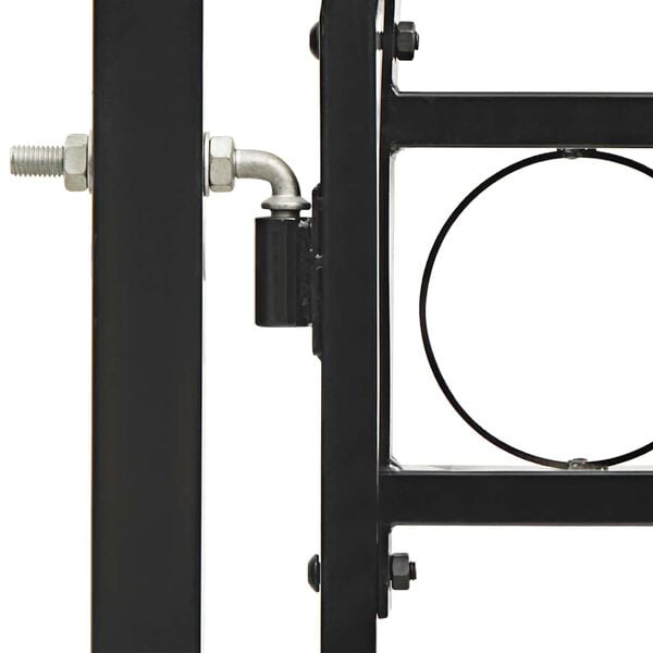 vidaXL Fence Gate Double Door with Arched Top Steel 118.1x59.1" Black