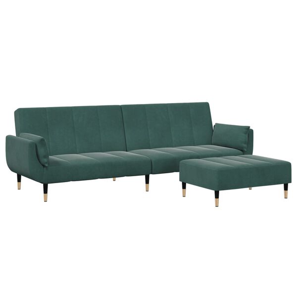 vidaXL Sofa Bed Dark Green Velvet, Wood, Metal Standard