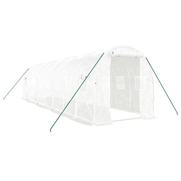 vidaXL Greenhouse White Polyethylene, Galvanized Steel Large Collapsible