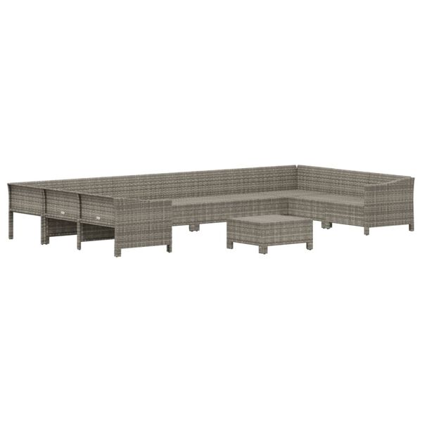 vidaXL Garden Lounge Set Grey PE rattan, powder-coated steel Large