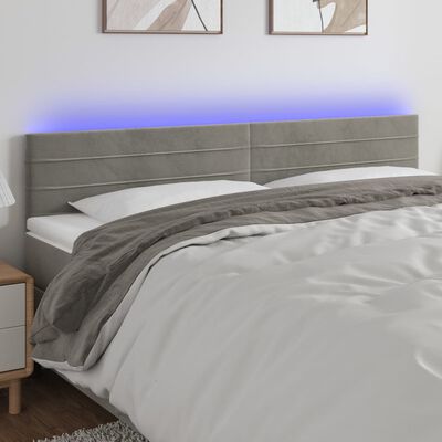 vidaXL LED Headboard Light Gray 70.9"x2"x30.7"/34.6" Velvet