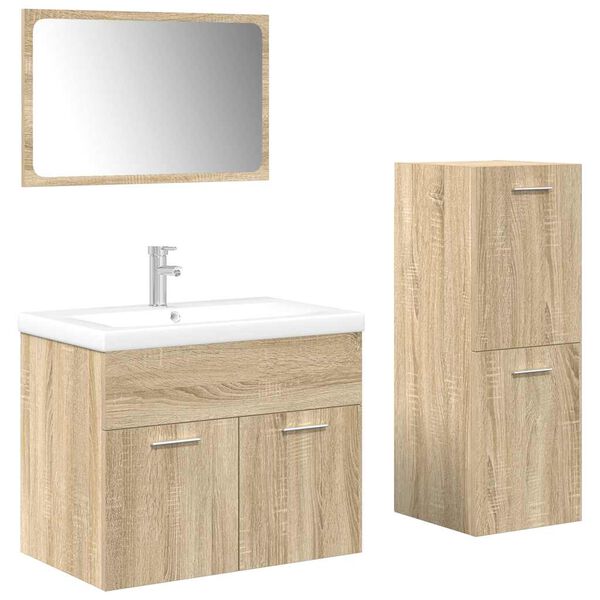 vidaXL Bathroom Furniture Set Sonoma oak Engineered wood