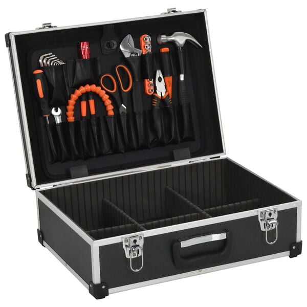 vidaXL Tool Suitcase 18.1"x13"x6.3" Black Aluminum