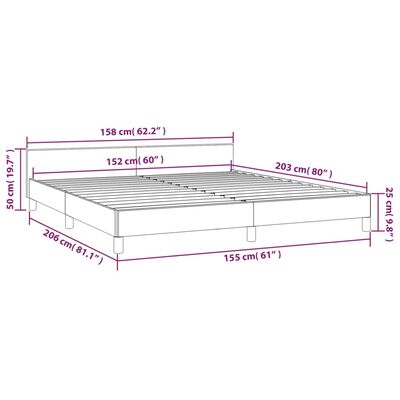 vidaXL Bed Frame with Headboard Light Gray 59.8"x79.9" Queen Velvet