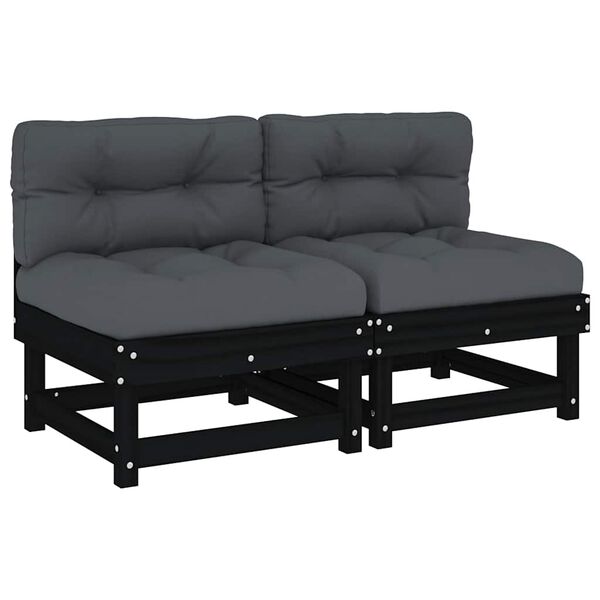 vidaXL Middle Sofa Black, Anthracite