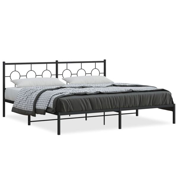 vidaXL Bed Frame Black Steel Full Bed Frame Rectangular Industrial