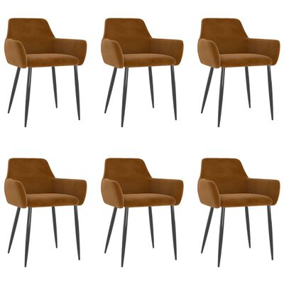 vidaXL Dining Chairs 6 pcs Brown Velvet