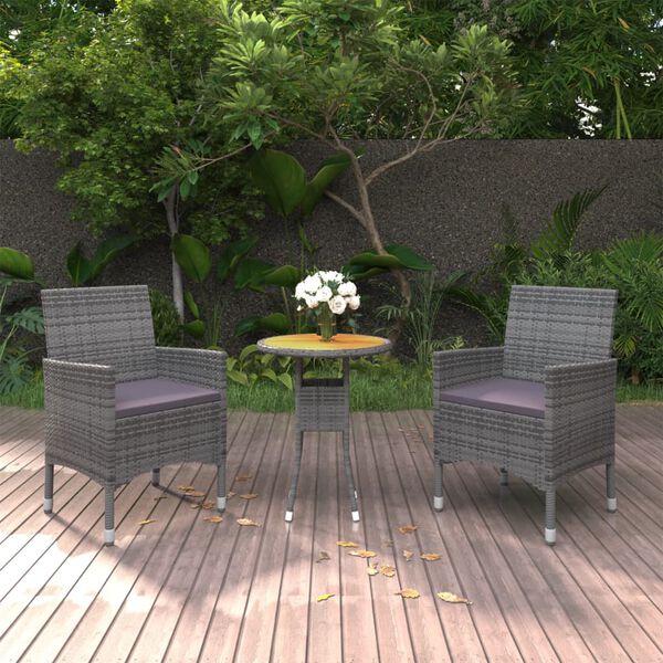 vidaXL Garden Dining Set Grey Poly rattan Medium Durable