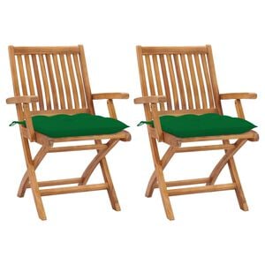 vidaXL Patio Chair Set of 2 Natural Teak Solid Teak Wood Standard