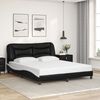 vidaXL Bed Frame Black and White Faux leather, Metal, Pine Wood, Plywood