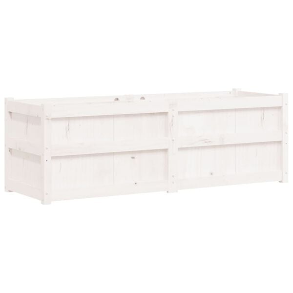 vidaXL Garden Planter White Solid pine wood Large Decorative Inlays