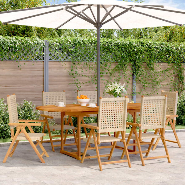 vidaXL Garden Dining Set Beige Solid acacia wood, PE rattan Medium
