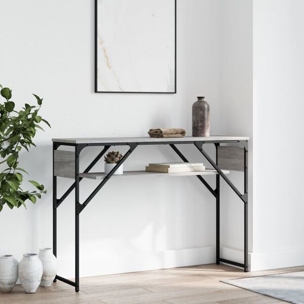 vidaXL Console Table Grey Sonoma Engineered wood, Metal