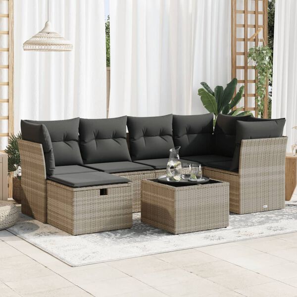 vidaXL Garden Sofa Set Light Grey, Dark Grey