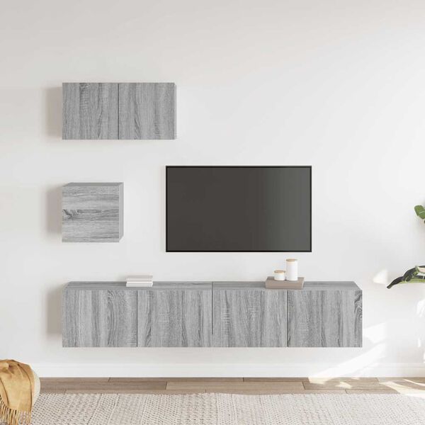 vidaXL TV Cabinet Set Set of 4 Grey Sonoma Engineered wood