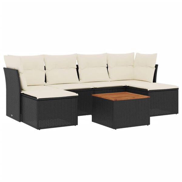 vidaXL Garden Sofa Set Black, Cream White