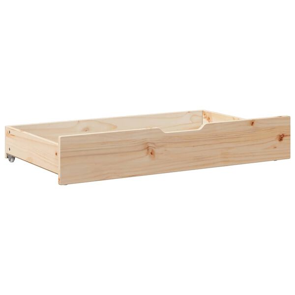 vidaXL Under-bed Drawer Natural Pine Solid Pine Wood 35.4x21.7x6.7 in