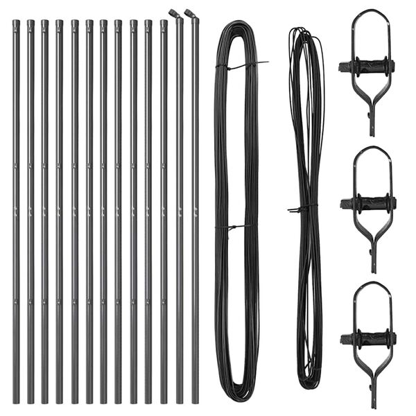 vidaXL Fence Posts Manual 13 pcs Gray Ø32mm 200 cm Galvanized steel