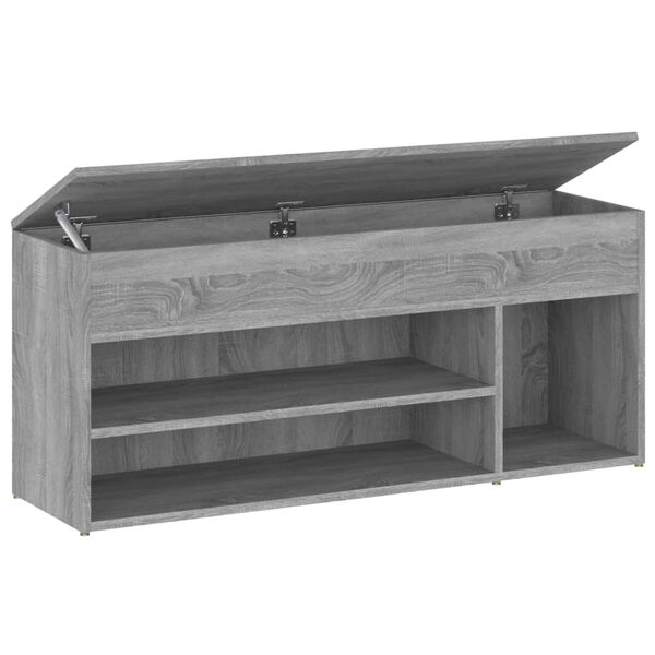 vidaXL Shoe Bench Grey Sonoma Engineered Wood 41.3 in Shoe Bench