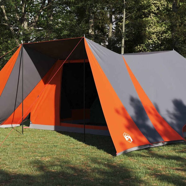 vidaXL Family Tent Folding Manual Grey and Orange 660 x 456 x 200 cm
