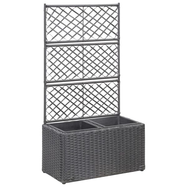 vidaXL Raised Bed Black Poly Rattan Medium Planters Planter