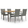 vidaXL Dining Set Grey, Natural Solid Acacia Wood, PE Rattan, Steel Large