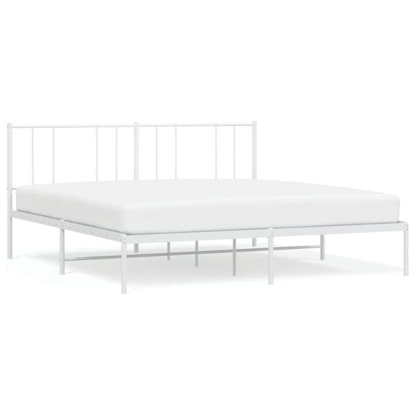 vidaXL Bed Frame White Powder-coated steel Super King Bed Frame