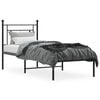 vidaXL Bed Frame Black Powder-Coated Steel Twin Bed Frame Rectangular