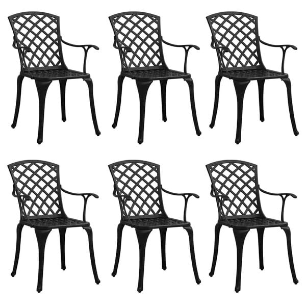 vidaXL Garden Chair Black Cast aluminum Medium Durable Garden Chair