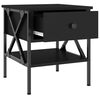 vidaXL Bedside Table Set of 2 Black Engineered wood, Iron