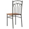 vidaXL Dining Chair Set of 2 Brown and Black MDF and Steel Standard