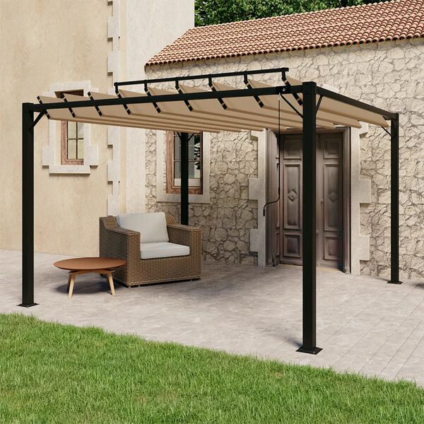vidaXL Gazebo Taupe Aluminum, PA coated polyester Large