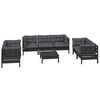 vidaXL Garden Lounge Set Black, Anthracite Solid pinewood, 100% polyester