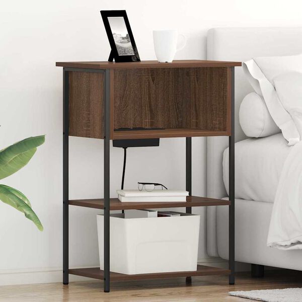 vidaXL Bedside Cabinet Brown Oak 21.65 x 12.20 x 29.92 in