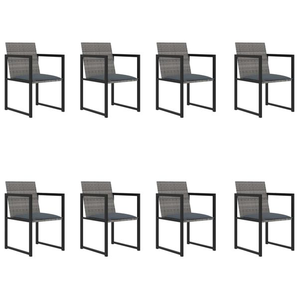 vidaXL Outdoor Dining Set Table: Black, Chair: Grey, Cushion: Anthracite