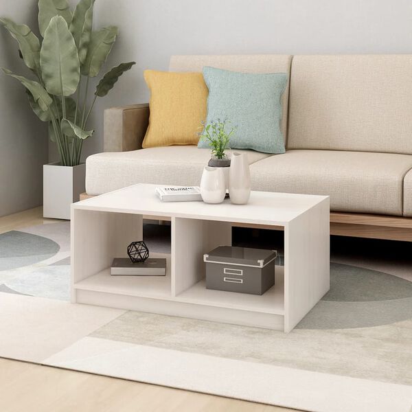 vidaXL Coffee Table White Solid Pinewood Medium Coffee Table