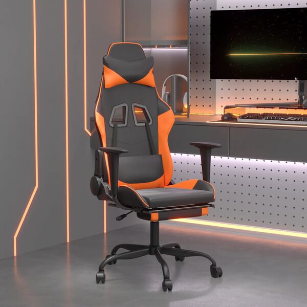 vidaXL Gaming Chair Black and Orange Faux leather, metal, plywood, foam