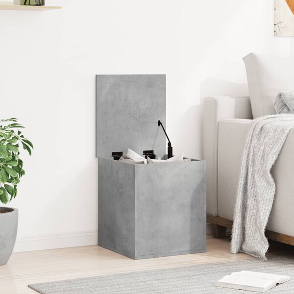 vidaXL Storage Box Concrete Grey Engineered Wood Medium Rectangular